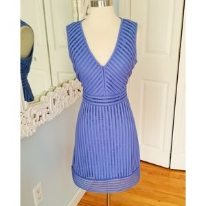 J. Crew Blue Midi Dress with Mesh Layover Size 8